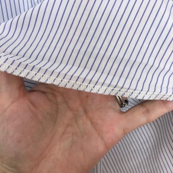 Blue White Striped Button Down Pink Check Size M - Picture 7 of 8